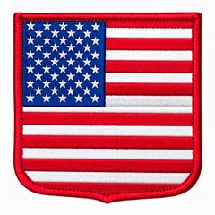 American Flag Embroidered Patch on Red Shield