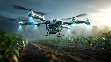 Drone Spraying Crops with Eco-Friendly Bio-Pesticides