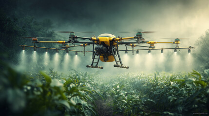 Drone Spraying Crops with Eco-Friendly Bio-Pesticides
