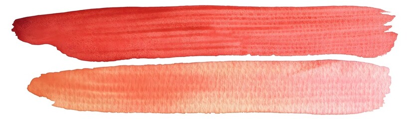 Two horizontal watercolor paint strokes in shades of red-orange.