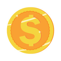 Golden dollar isolated coin icon. Vector