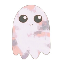 Cute watercolor ghost with big eyes and a gentle smile
