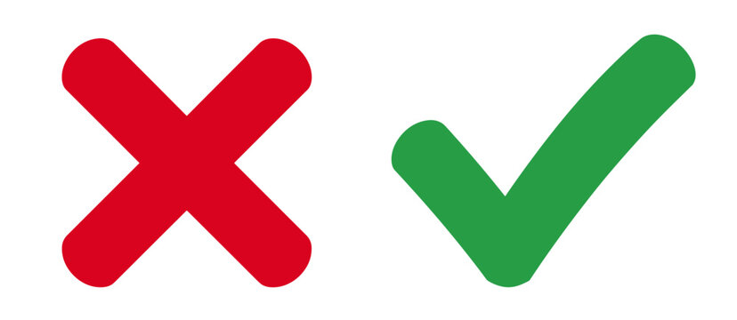 Red x mark and green check mark representing correct and incorrect choices