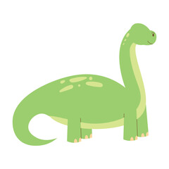 Cute Cartoon Brontosaurus Dinosaur Illustration