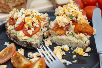 Delicious guacamole toast with fresh toppings