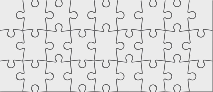 White puzzle background, seamless jigsaw pattern, blank, game, abstract illustration