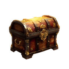 Old Pirate Chest with Magic Glow – Isolated on Transparent Background
