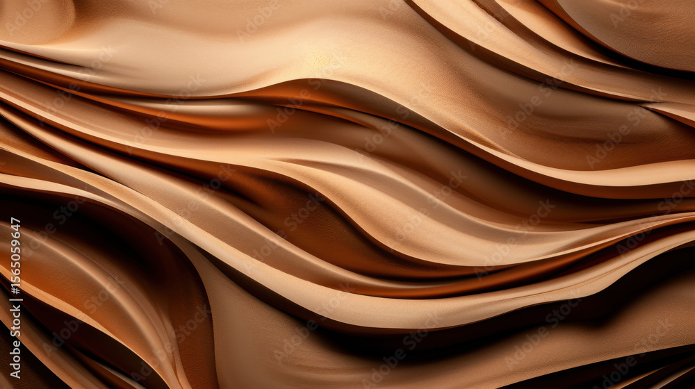 Poster abstract folds and curves in radiant brown paper create visually stunning texture that evokes warmth