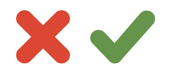 Green check mark and red x mark for approval and rejection concept