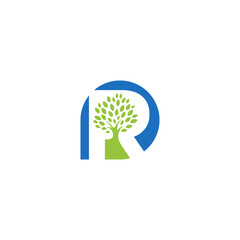 R in blue with a green