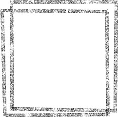 黒いテクスチャの手描きのダブルスクエアフレーム　（ベクター/透過）