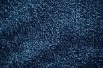 Close-up image of dark blue denim fabric showing detailed texture and weave pattern.