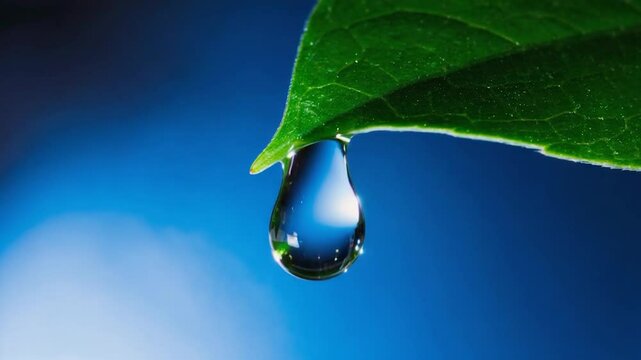 Water droplet on green leaf