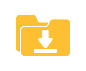 Save folder icon. Folder file download illustration on transparent background. 