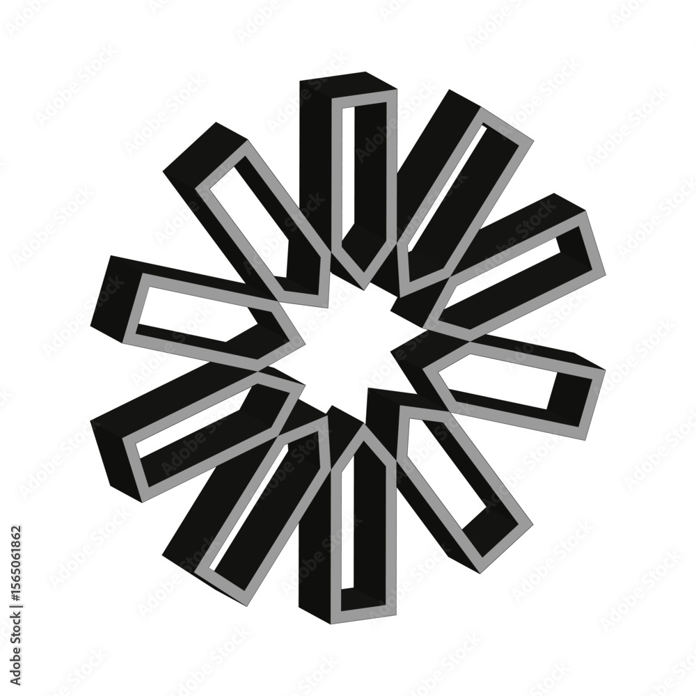 Aufkleber abstract star shape. geometric radial pattern. three dimensional element. vector modern design