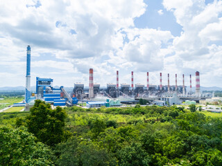 Coal power plant, modern clean energy production with ozone dust filter clean air low pollution