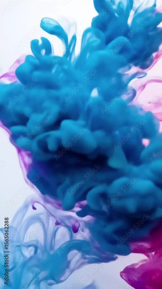 Poster Colorful ink swirling in water creating abstract shapes and patterns  