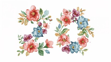 Blooming flower number twenty watercolor painting