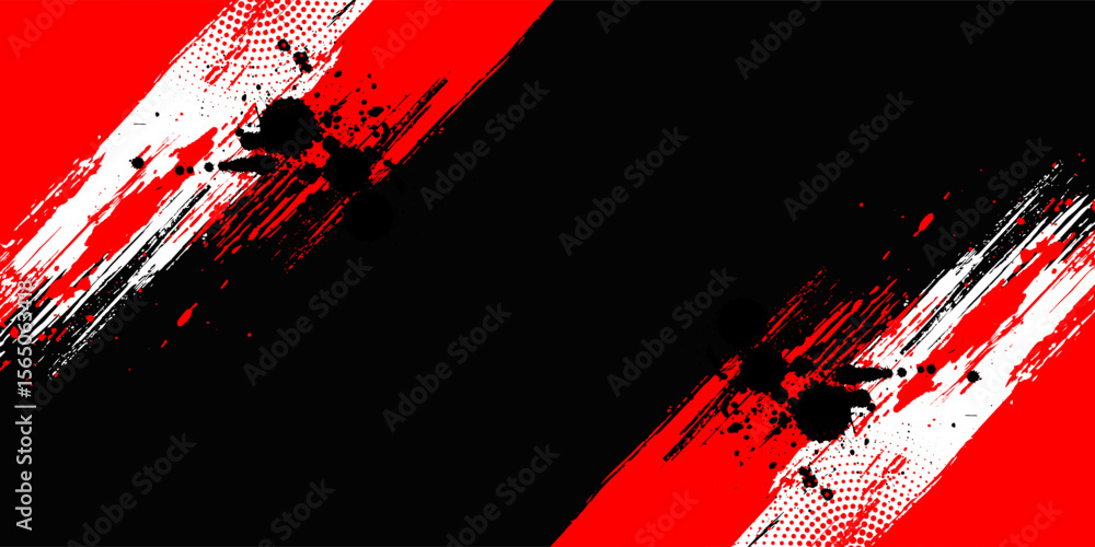 Poster abstract rough red grunge texture design background dots halftone blue color pattern gradient grunge