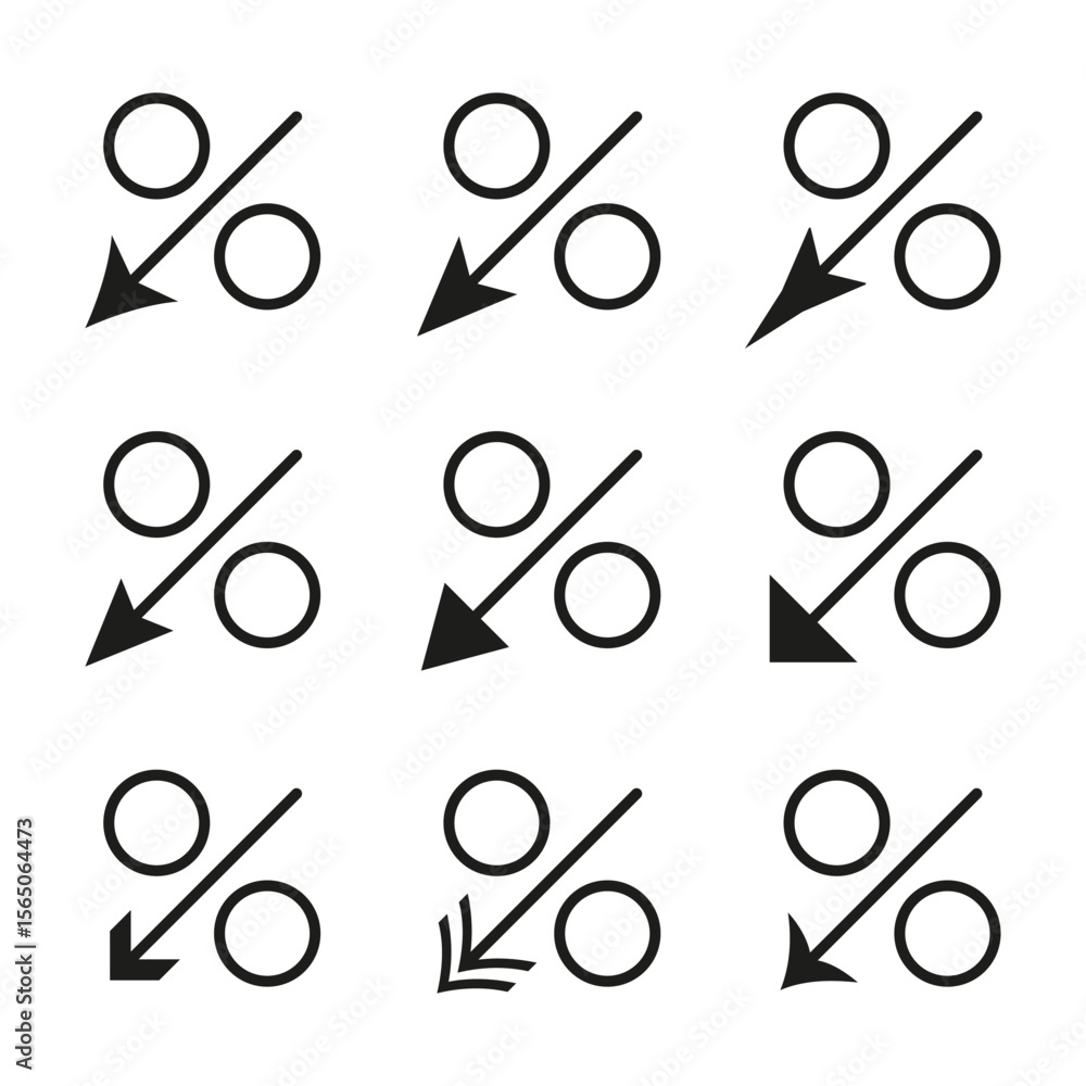 Poster percent symbol grid. arrow indicator pattern. financial icons vector. monochrome chart design.