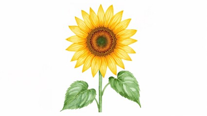 Obraz premium Vibrant watercolor sunflower blooming in white space