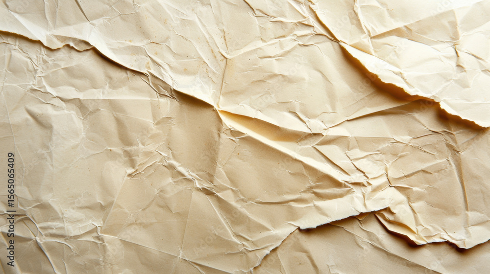 Poster crumpled paper texture with soft natural light creates interesting visual effect, showcasing intrica