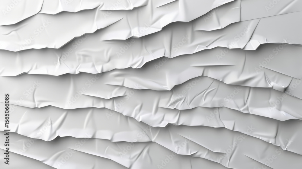 Aufkleber crumpled white paper texture with soft folds creates visually appealing background, perfect for vari