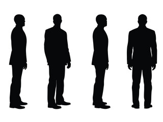 Set man silhouettes isolated on white background