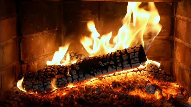 Warmth and Crackle A Cozy Fireplace Scene