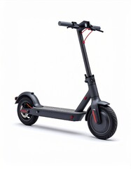 Grey Electric Scooter with Red Accents on White Background