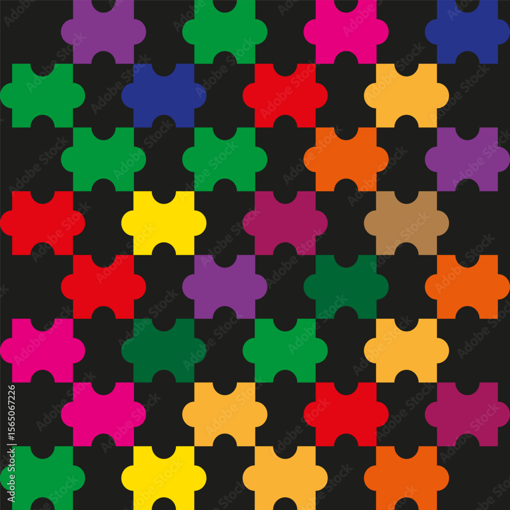 Aufkleber neon puzzle carpet. saturated plus grid. dark pattern vector. retro video vibe.