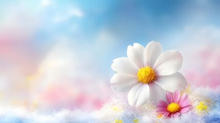 Pastel Dreamy Cosmos Flowers Soft Background