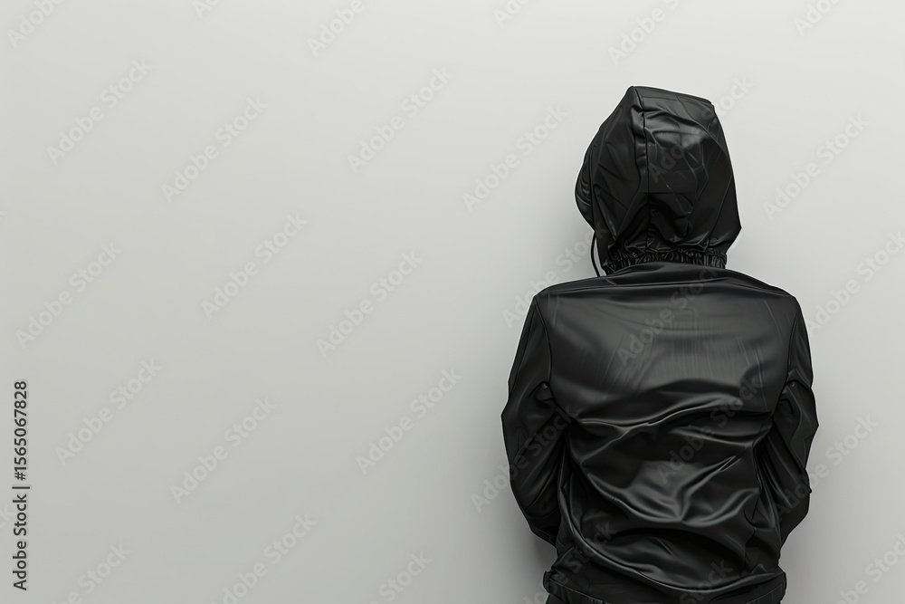 Fototapete High Definition View of 3D Rendering of a Woman in a Black Jacket on a White Background