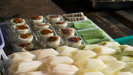 Assorted Indonesian Street Food Treats in Plastic Packaging