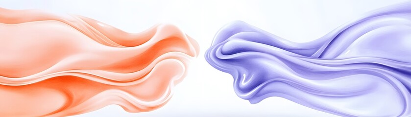 Two flowing, abstract forms in contrasting colors.