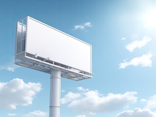 Empty Blank Billboard Against A Clear Blue Sky Ideal For Advertising