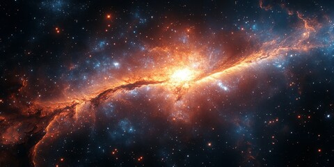 Vibrant spiral galaxy glowing in deep space with swirling colors and shining stars