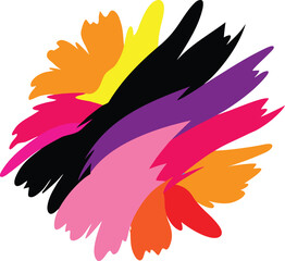 Vibrant Abstract Paint Strokes Circular Design Element