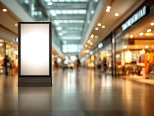 Empty White Blank Signage Space In Modern Shopping Mall Interior