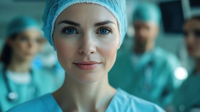Healthcare professional focused on teamwork in a modern medical setting during surgery preparation