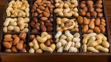 Assorted Nuts Mix in Wooden Box Healthy Snack Food
