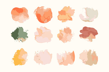 Soft Watercolor Brush Strokes Collection in Warm and Earthy Tones