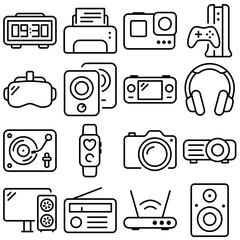 Consumer Electronics Essentials Icon Set Outline Style (Part 2)
