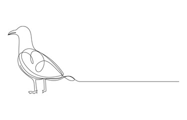 Seagull in Continuous Line Art, Line drawing of a seagull in profile, Minimalist Continuous Line Drawing of a Seagull,
