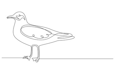 Seagull in Continuous Line Art, Line drawing of a seagull in profile, Minimalist Continuous Line Drawing of a Seagull,
