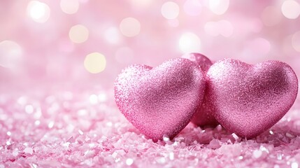 Pink Glitter Hearts Valentine's Day Romance Love