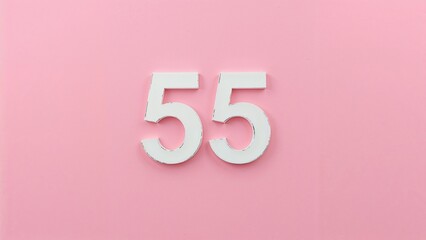 White wooden number 55 against pink background
