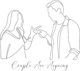 Couple Arguing Minimalist Icon Concept Continuous One Line Drawing In Editable Stroke Style