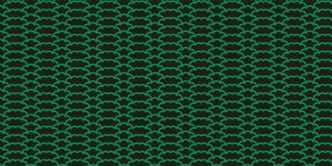 Japanese themed pattern with green cloud motif on black background