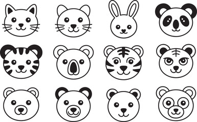 Cute Cat Face Line Art Illustration Minimalist Design for Animal Lovers and Creative Projects Suitable for Various Applications